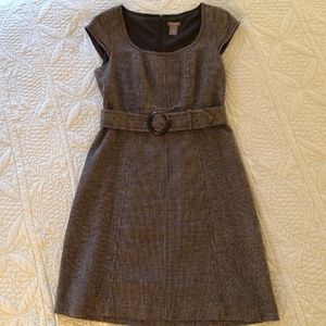 Ann Taylor Linen, Cap Sleeve, Belted Dress - EUC